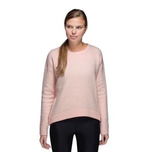 LULULEMON parfait pink Yogi Crew 100% Merino wool side zip sweater size 8